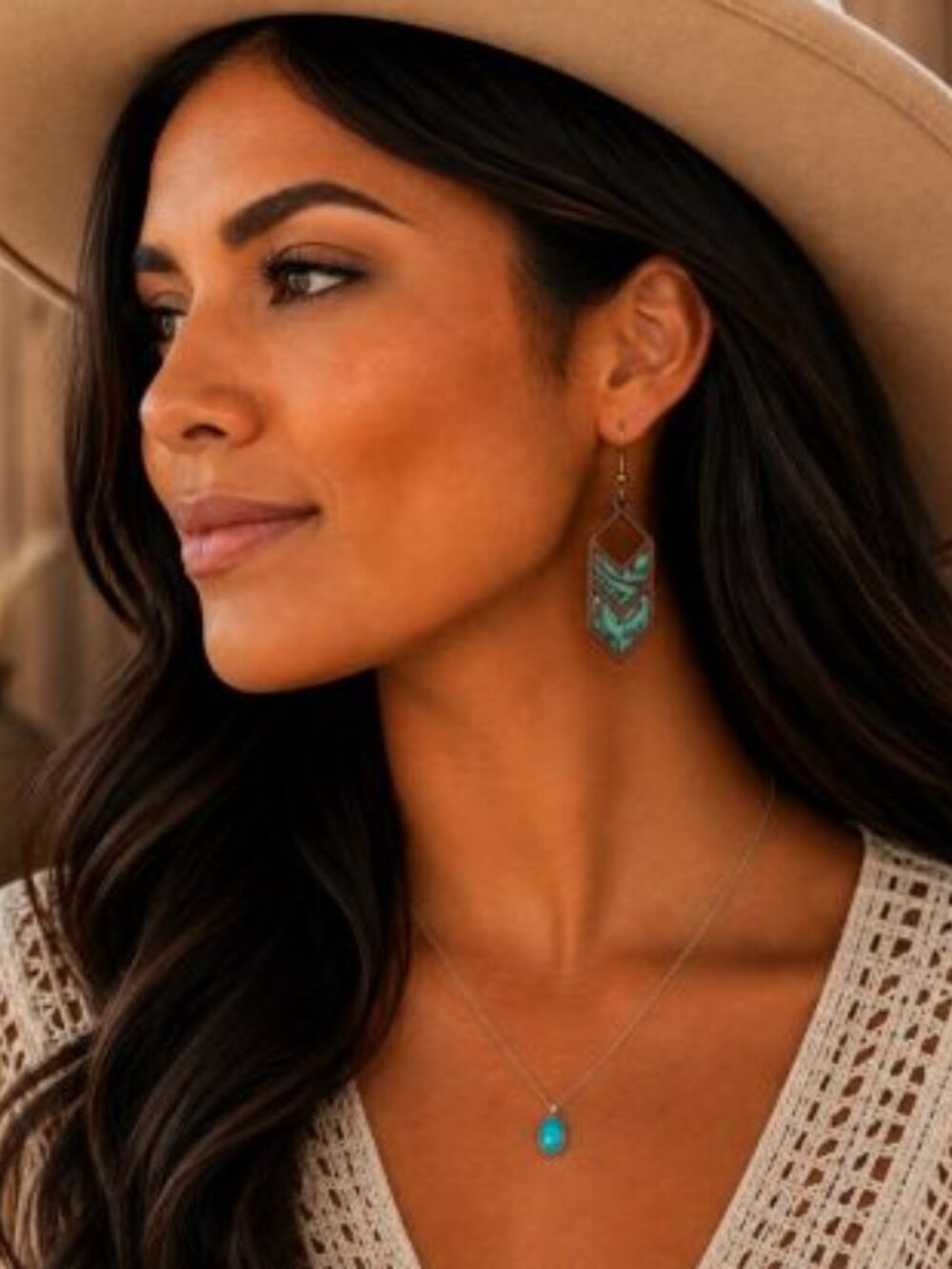 Wilderland Genuine Cowhide Leather & Wood Western Drop Earrings NWT